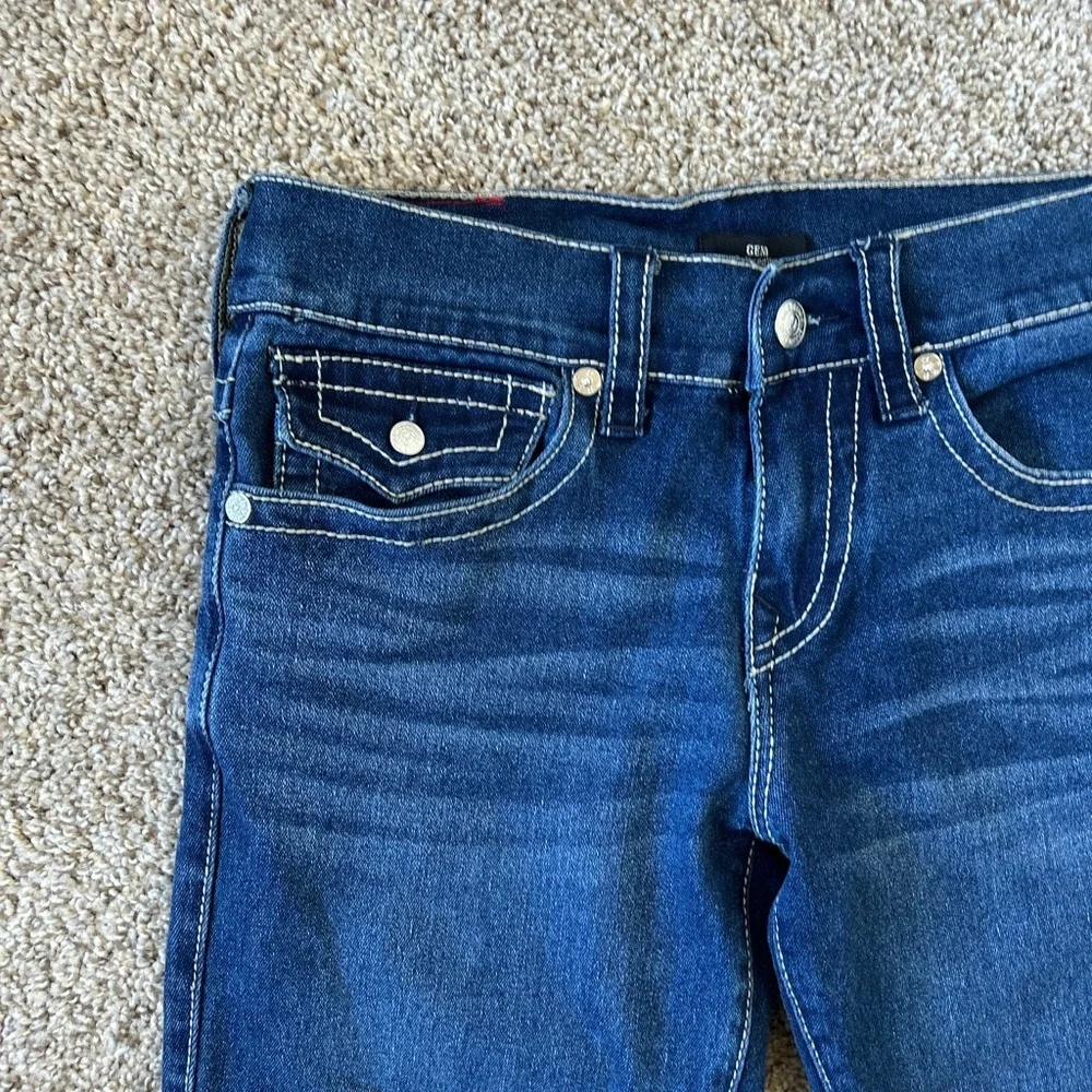 True Religion Mens Size 30 Geno Big T Flap Relaxed Slim Jeans Cotton Horseshoe
